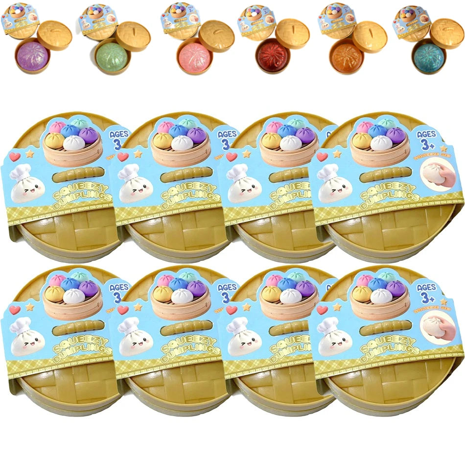 Squishy Dumpling Sensory Fidget Toy Realistic Colored Glitter Steamer Bun Decompression Ball Squeezable Stress Relief Toy