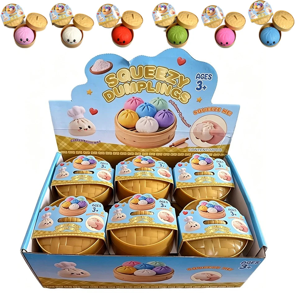 Squishy Dumpling Sensory Fidget Toy Realistic Colored Glitter Steamer Bun Decompression Ball Squeezable Stress Relief Toy