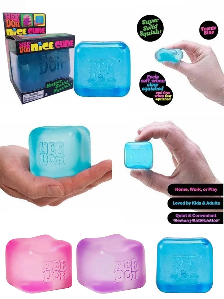 Needoh Nice Cube Sensory Stress Reliever Fidget Tool for Anxiety & Focus Desk Sensory Cube for Adults & Kids