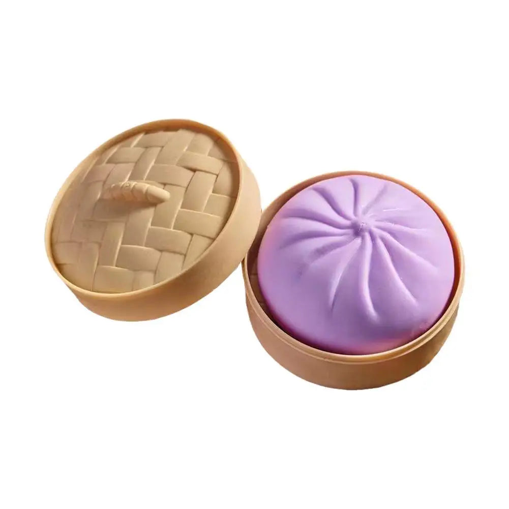 Dumpling Bun Squishy Toy With Matching Steamer Basket Colorful Slow Rebound Texture Ideal For Fidget Sensory Play Stress Relief