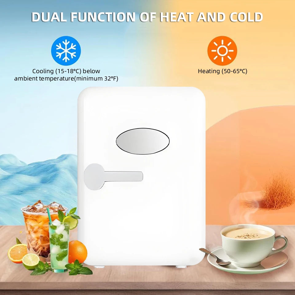 4L Mini Fridge Portable for Car & Home Hot & Cold Dorm Fridge for Refrigerating Cosmetics  Beverages & Cosmetic Storage