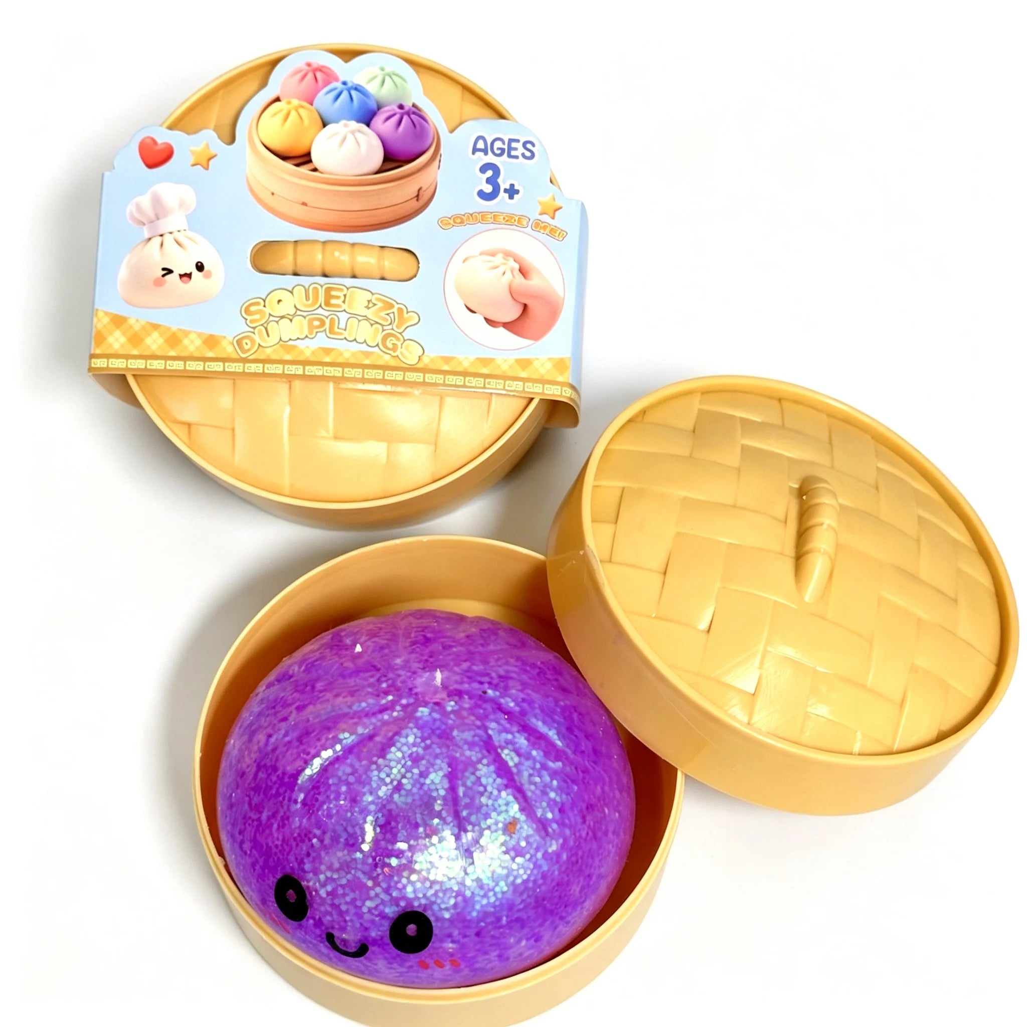 Squishy Dumpling Sensory Fidget Toy Realistic Colored Glitter Steamer Bun Decompression Ball Squeezable Stress Relief Toy