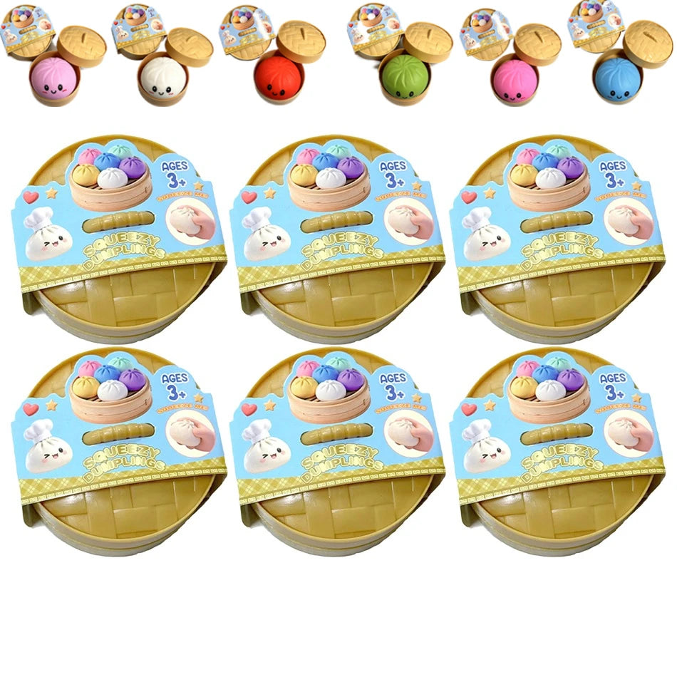 Squishy Dumpling Sensory Fidget Toy Realistic Colored Glitter Steamer Bun Decompression Ball Squeezable Stress Relief Toy