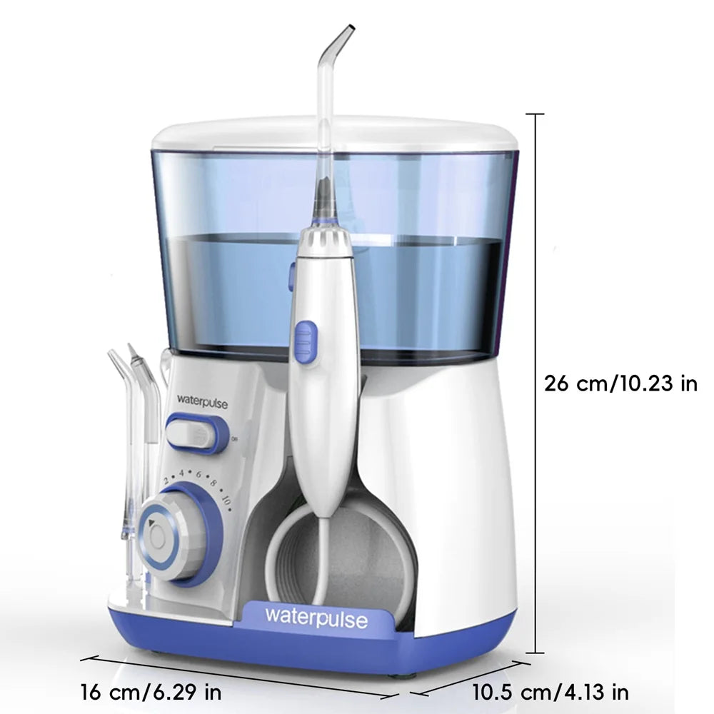Waterpulse Electric Water Flosser Oral Irrigator, Water Flossing Teeth Cleaner with 800ML Large Capacity, 10 Modes & 5 Jet Tips