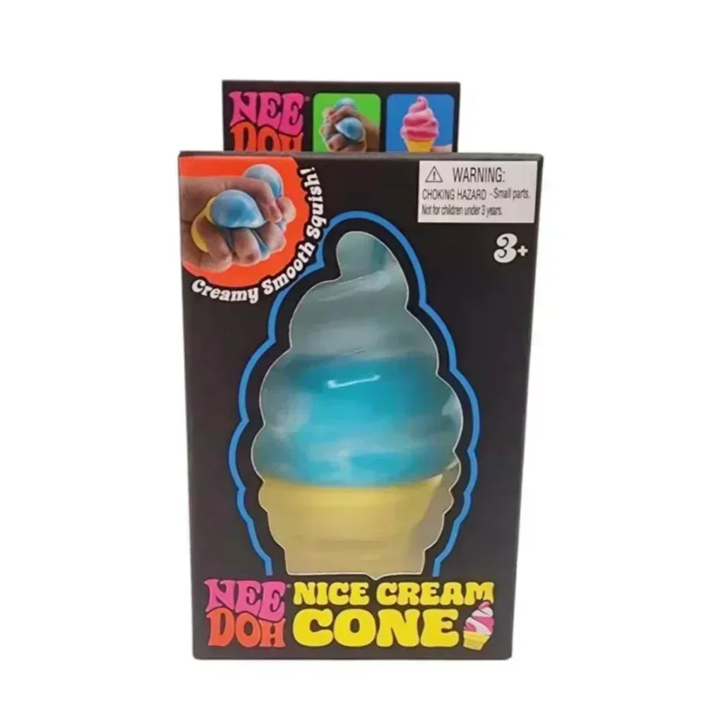 NeeDoh Nice Cream Cone Swirled Gradient Squish Squeeze Fidget Toy Non Toxic Stress Relief Sensory Decompression Novelty Gift
