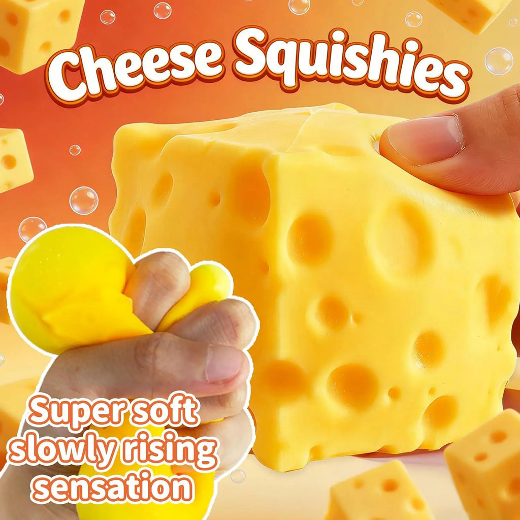 Cheese Squishy Toy Slow Rising Soft Squishy Cheese Block Squeeze Fidget Toy Stress Relief Toy for Kids Adults Desk Toy Gift
