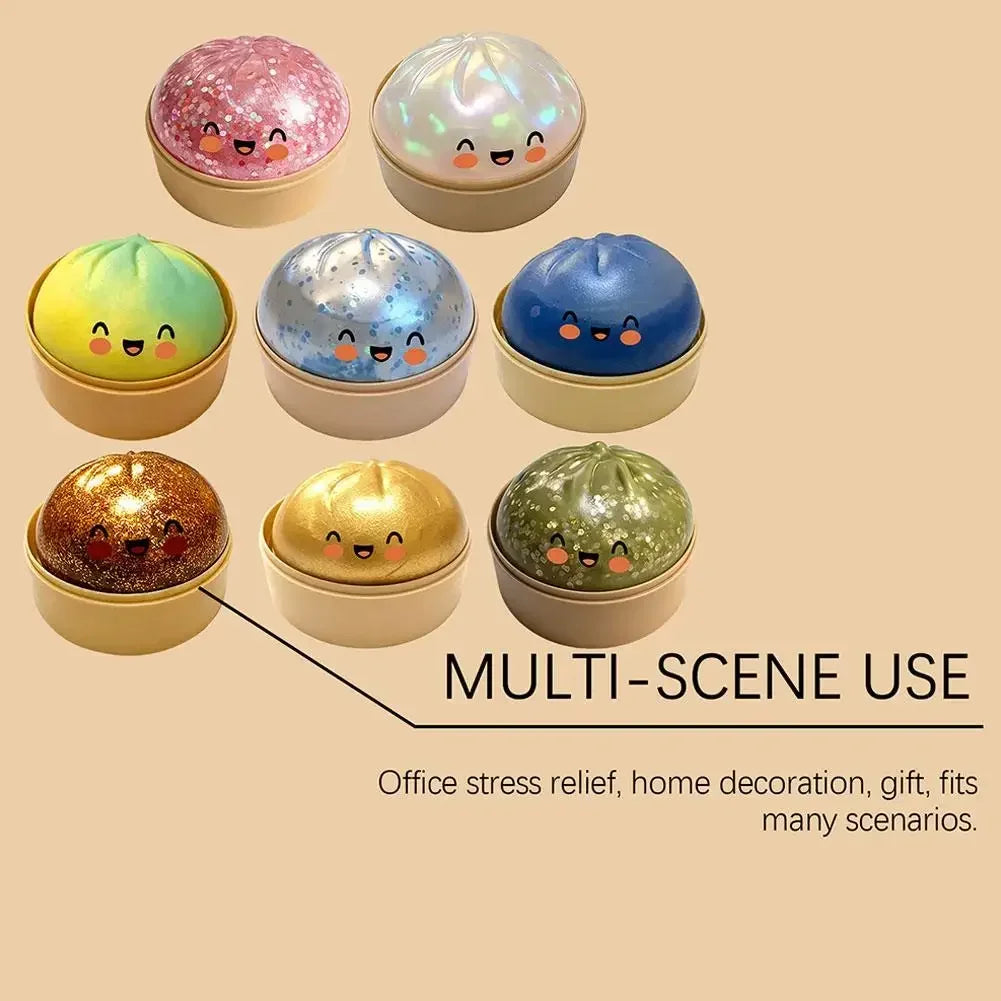 Dumplings Glitter Dumpling Toy Cute Dumplings Squishiest With Steamer Box Stress & Anxiety Toys For Kids & Skateboard