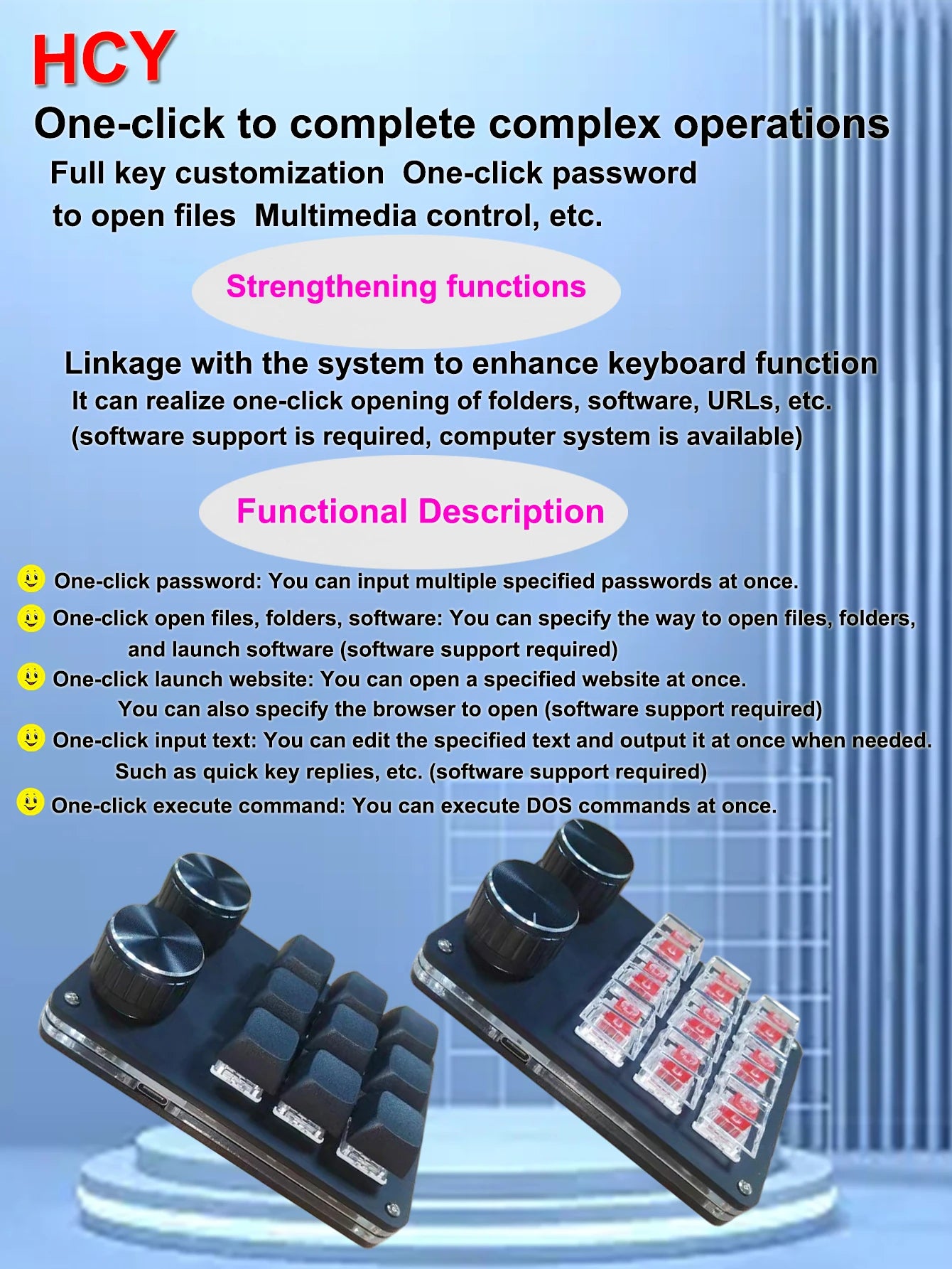 9-Key Multi-Functional Editing Keyboard, 6-Layer Macro Recording, Full-Key Customization, One-Step Operation for Control