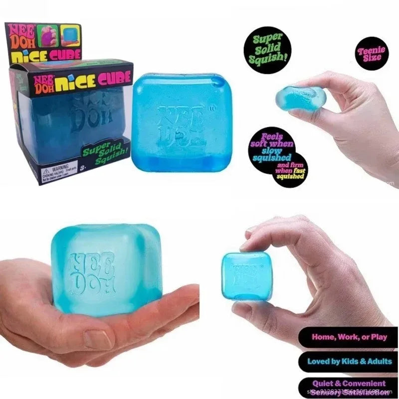 NeeDoh Nice Cube: Firm Slow-Rise Sensory Fidget for Stress Relief & Focus - Aesthetic Desk Toy Stress Ball for Kids and Adults
