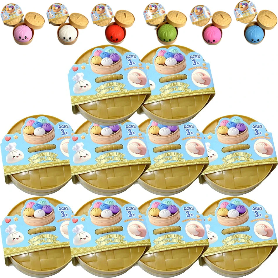 Squishy Dumpling Sensory Fidget Toy Realistic Colored Glitter Steamer Bun Decompression Ball Squeezable Stress Relief Toy