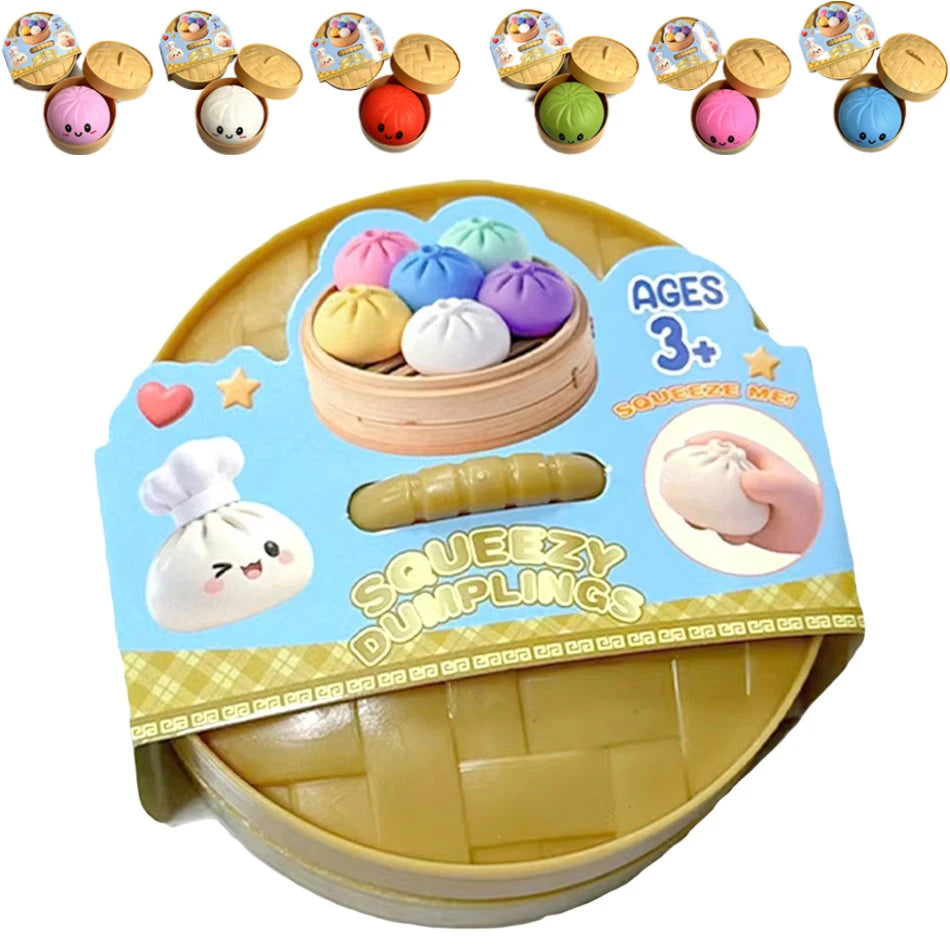 Squishy Dumpling Sensory Fidget Toy Realistic Colored Glitter Steamer Bun Decompression Ball Squeezable Stress Relief Toy