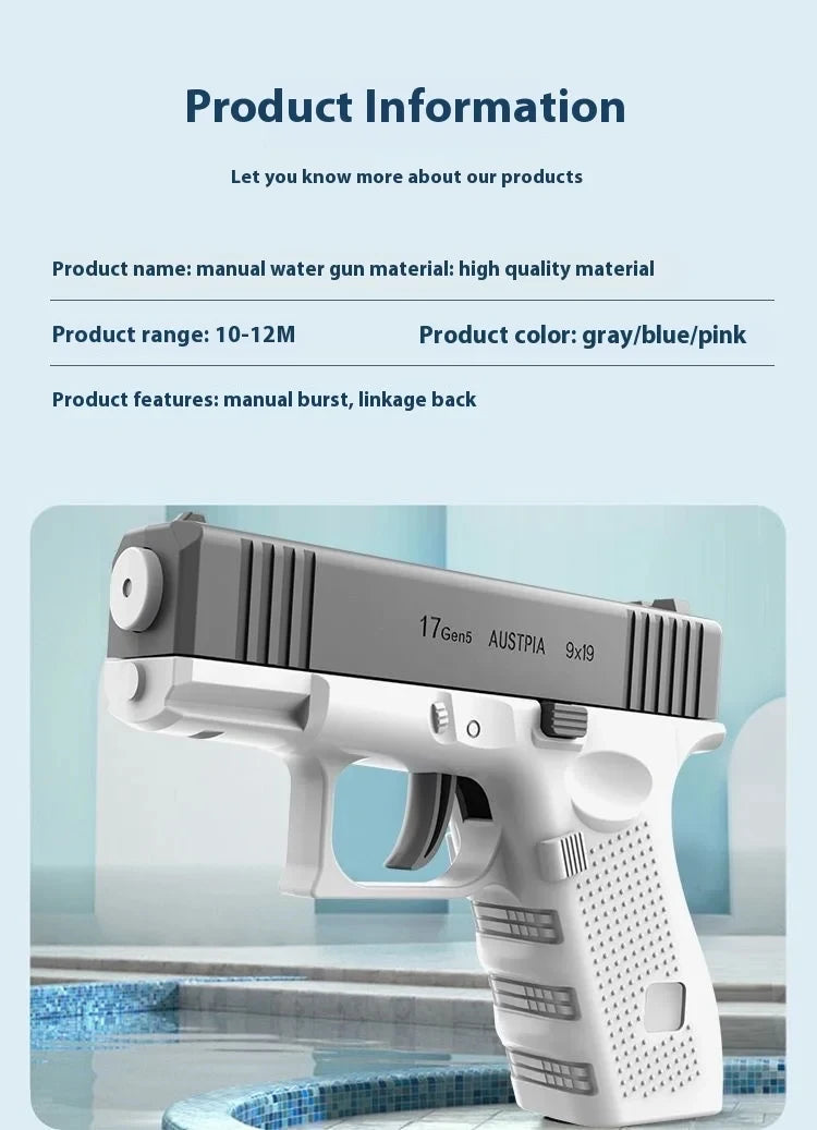 Water gun manual chambering water splashing water spraying gunner dynamic and continuous firing summer water gun