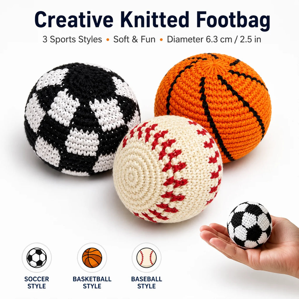Crochet Footbag Hacky Sack Ball Handmade Knitted Sports Sandbag 6.35cm Soft Juggling Toy for Kids Adults Outdoor Play