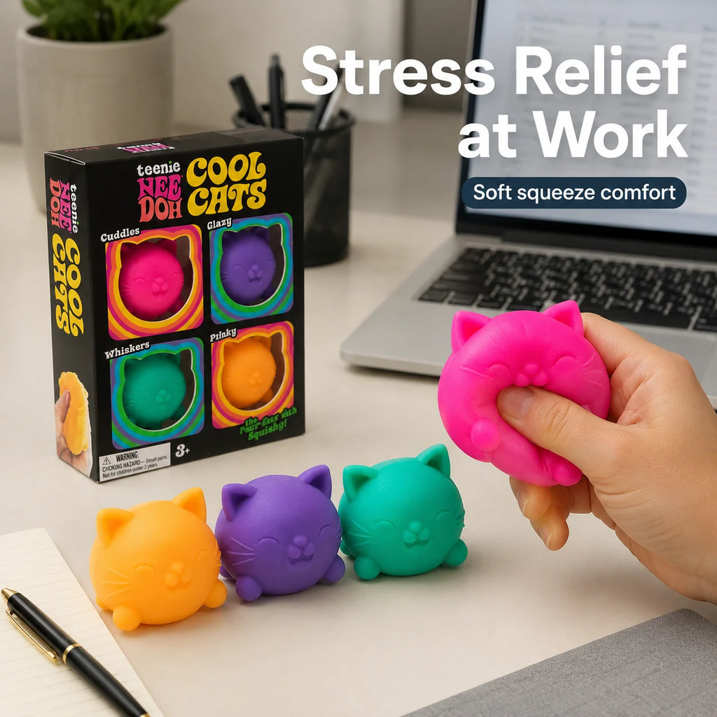 NeeDoh,a soft,pinchable,stress-relieving toy for cool kittens,helps relieve stress and reduce anxiety,and is suitable for adults