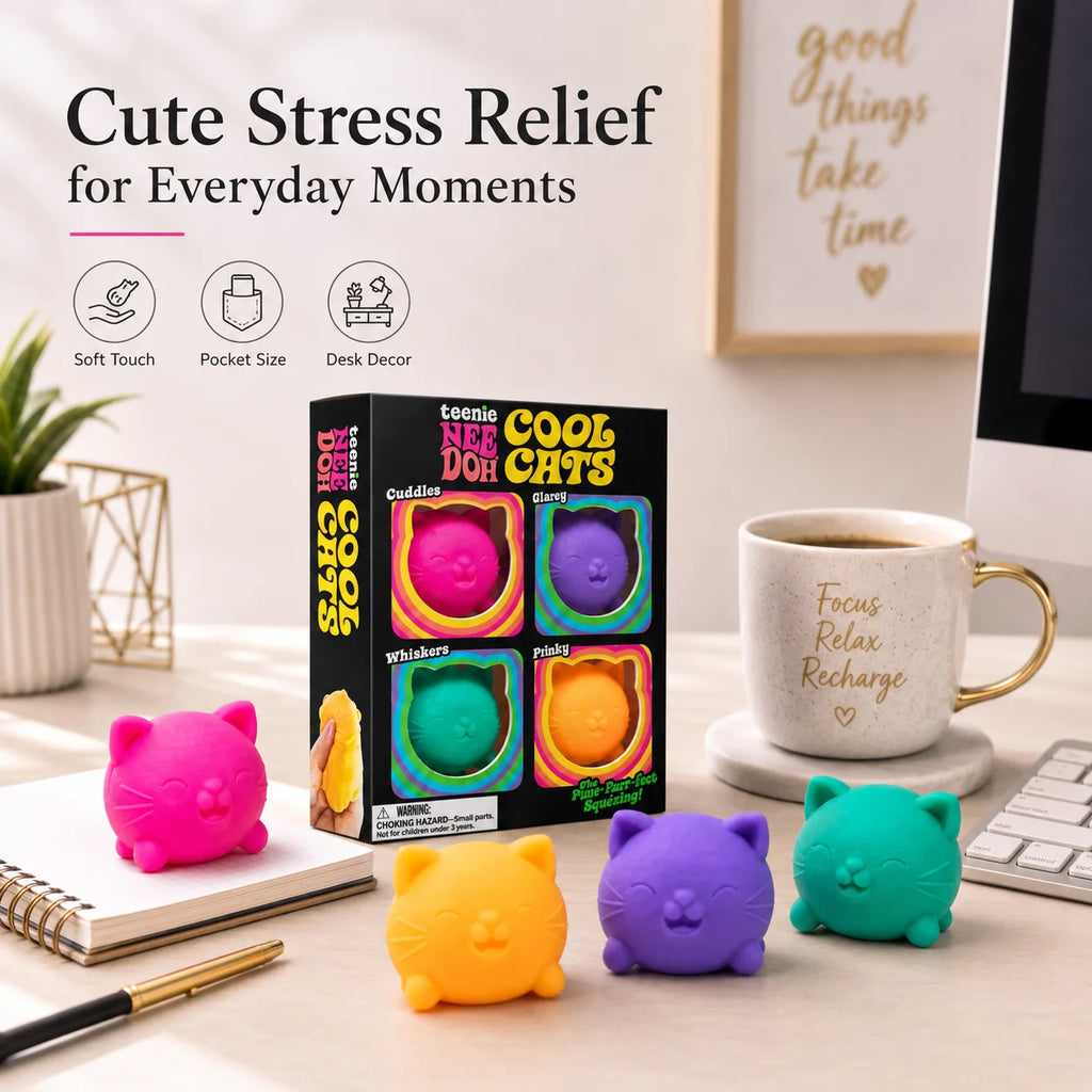 NeeDoh,a soft,pinchable,stress-relieving toy for cool kittens,helps relieve stress and reduce anxiety,and is suitable for adults