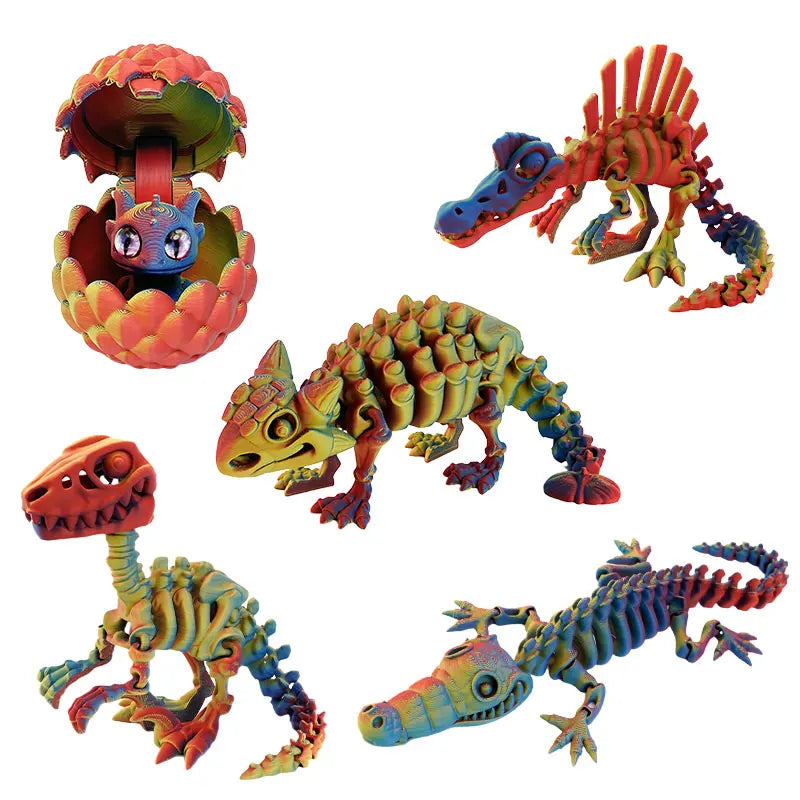 Realistic Articulated Dinosaur Toys - 3D Printed Movable Joint Animal Models, Cool Office Desk Decor for Kids Room Display