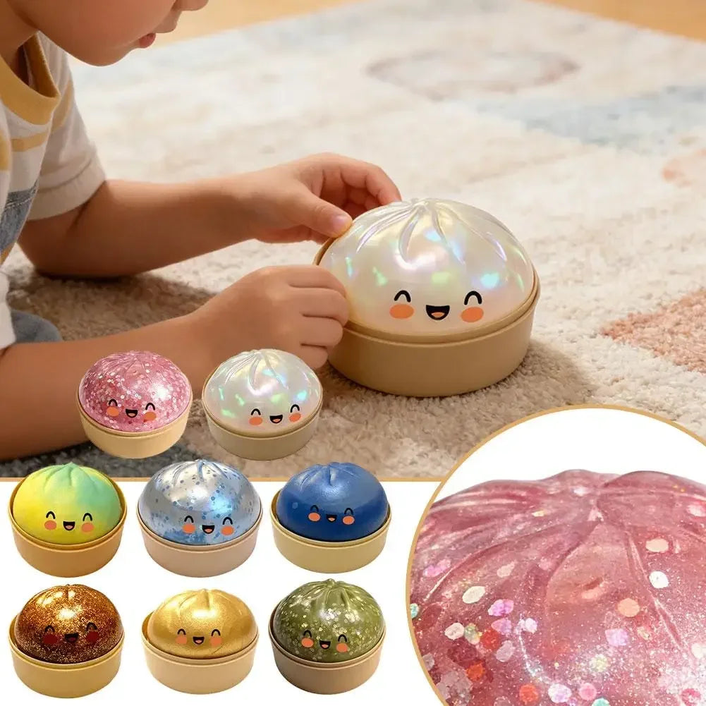 Dumplings Glitter Dumpling Toy Cute Dumplings Squishiest With Steamer Box Stress & Anxiety Toys For Kids & Skateboard