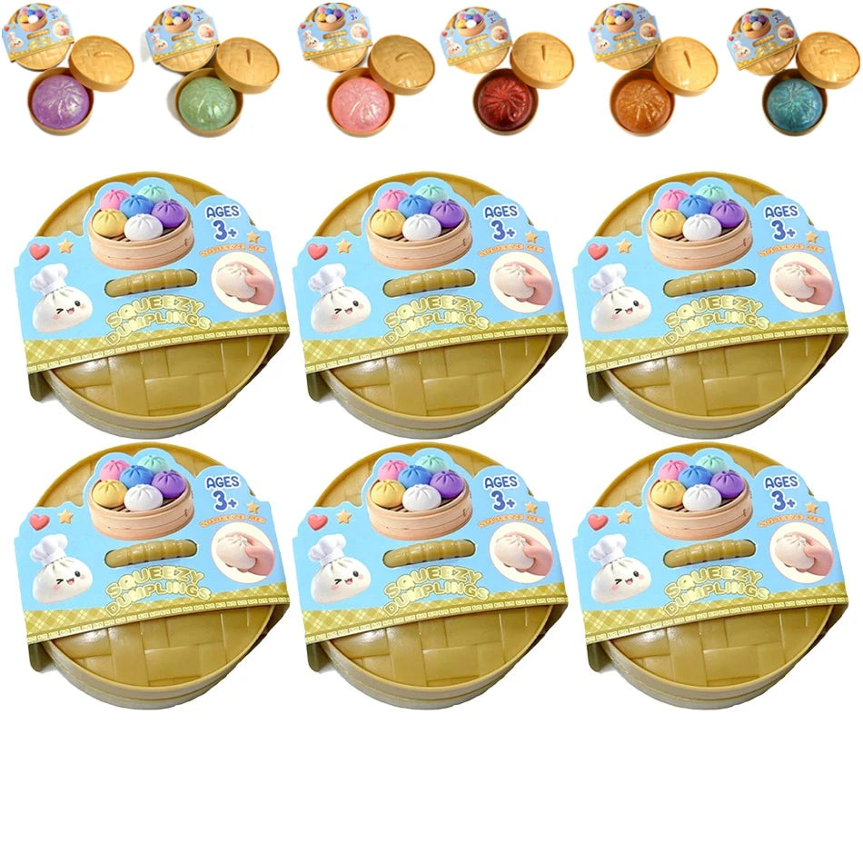 Squishy Dumpling Sensory Fidget Toy Realistic Colored Glitter Steamer Bun Decompression Ball Squeezable Stress Relief Toy