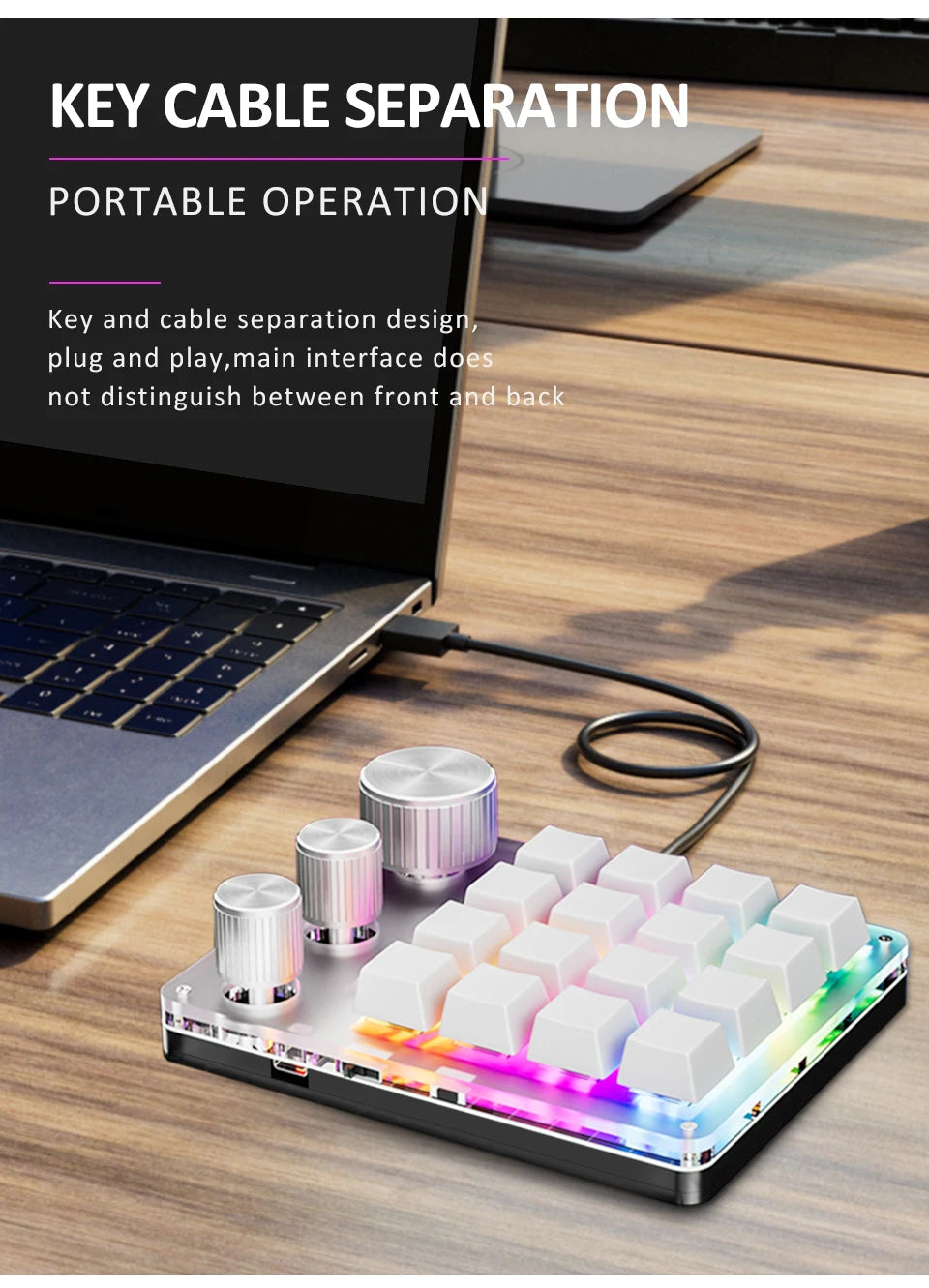 16-Key Custom Mechanical Keyboard 3 Knobs Including Volume Button Knob Control Programmable Macro  Gaming Compatible