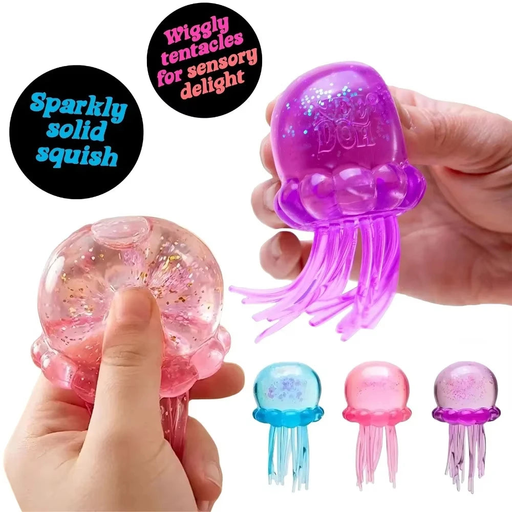 NeeDoh Jelly Hops Octopus Squishy Toy, Cute Water Play Sensory Fidget, Soft Stress Relief Toy, Gift for Boys & Girls