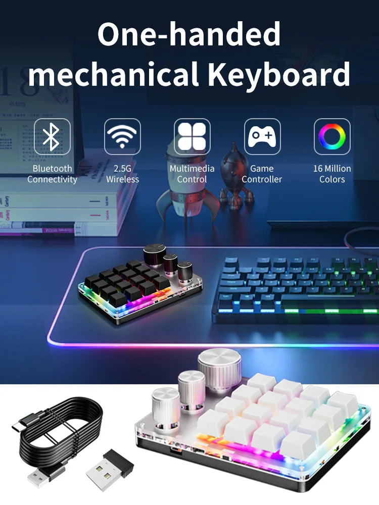 16-Key Custom Mechanical Keyboard 3 Knobs Including Volume Button Knob Control Programmable Macro  Gaming Compatible