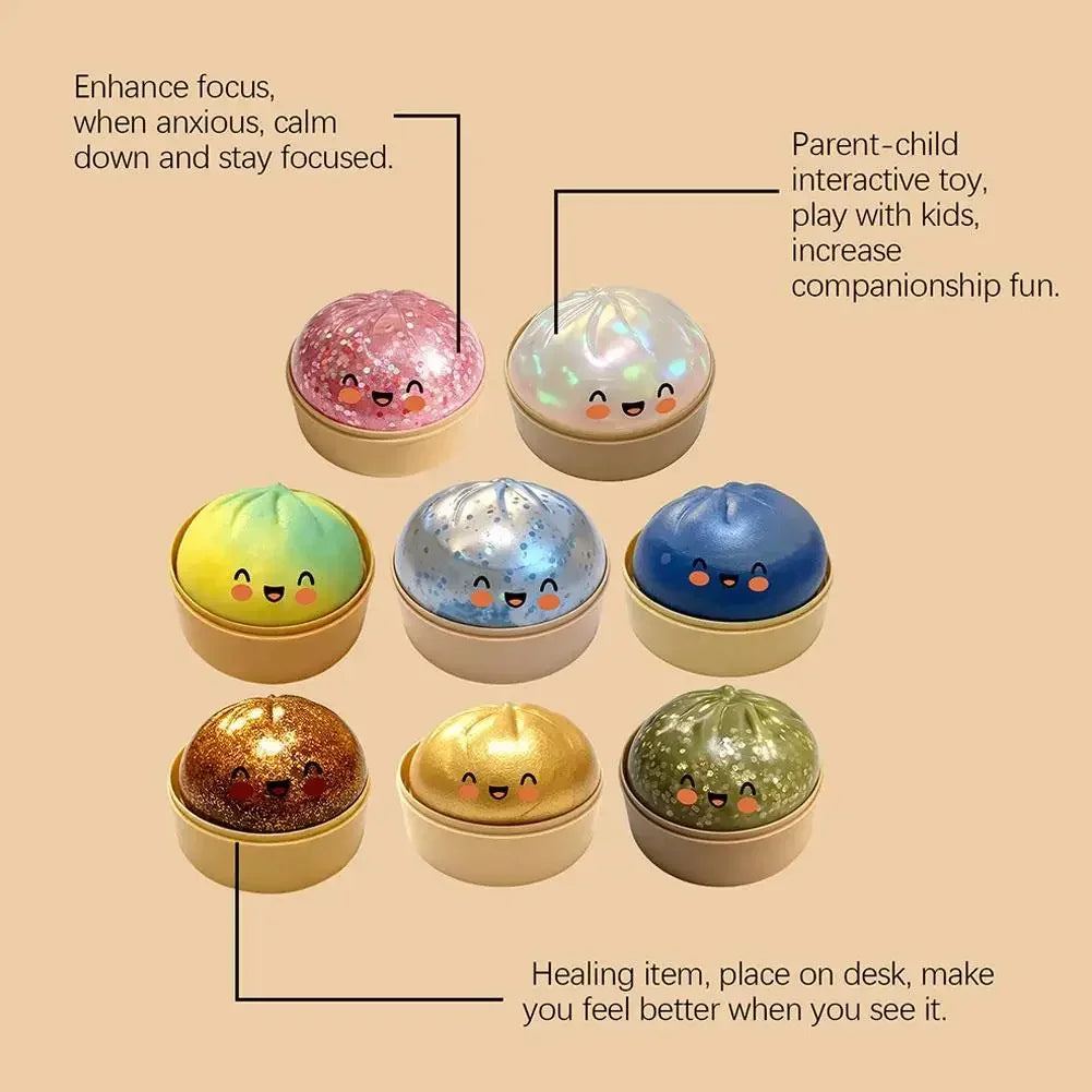 Dumplings Glitter Dumpling Toy Cute Dumplings Squishiest With Steamer Box Stress & Anxiety Toys For Kids & Skateboard