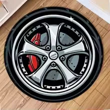 Car Rugs Tire Shape Round Mats Boys Bedroom Rug Car Hub Home Living Room Anti-slip Coffee Table Floor Mat Tapetes De Automóvil