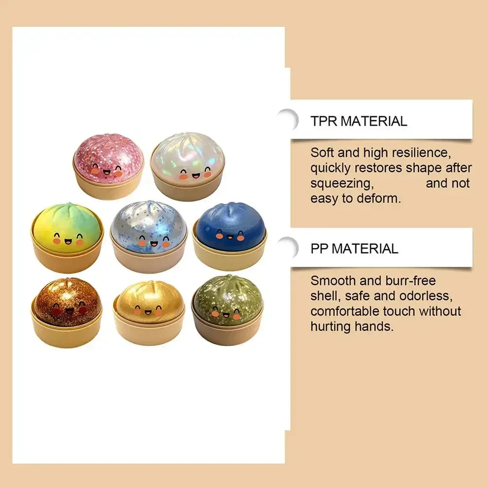 Dumplings Glitter Dumpling Toy Cute Dumplings Squishiest With Steamer Box Stress & Anxiety Toys For Kids & Skateboard