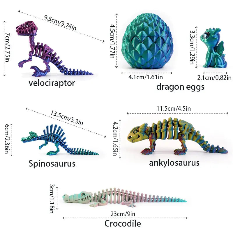 Realistic Articulated Dinosaur Toys - 3D Printed Movable Joint Animal Models, Cool Office Desk Decor for Kids Room Display