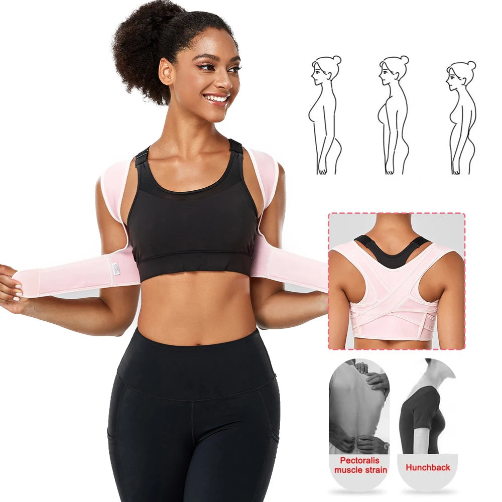 Posture Corrector Adjustable Upper Back Brace Breathable Back Support Straightener for Neck Shoulder Clavicle Lumbar Pain Relief