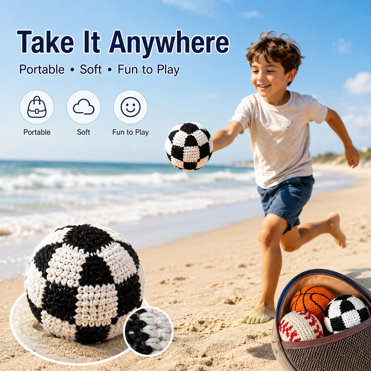 Crochet Footbag Hacky Sack Ball Handmade Knitted Sports Sandbag 6.35cm Soft Juggling Toy for Kids Adults Outdoor Play
