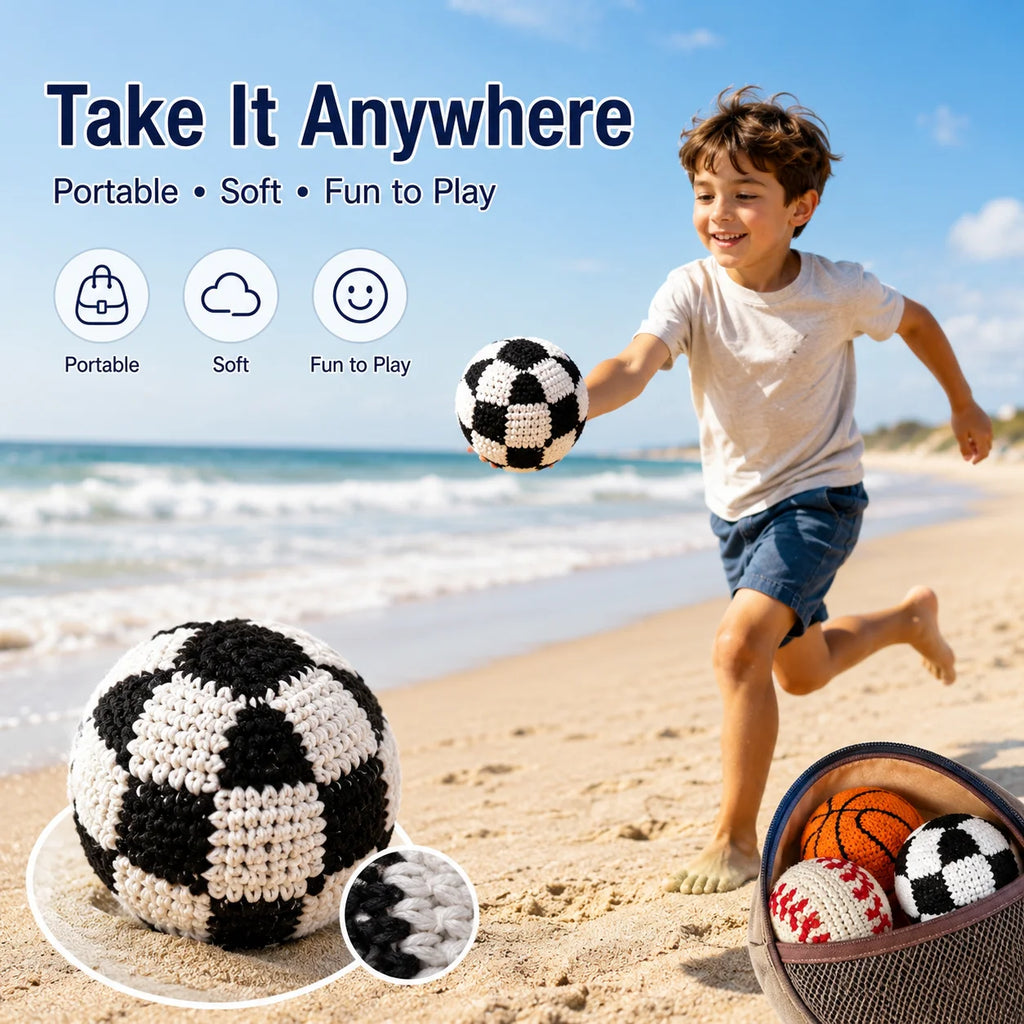 Crochet Footbag Hacky Sack Ball Handmade Knitted Sports Sandbag 6.35cm Soft Juggling Toy for Kids Adults Outdoor Play