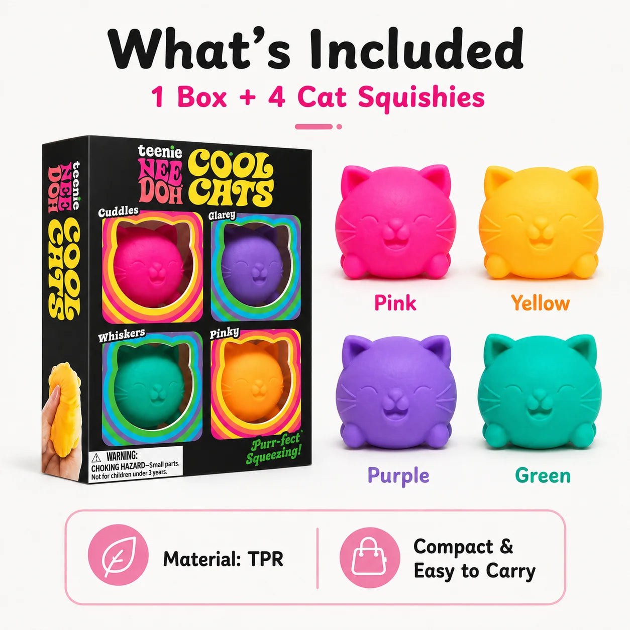NeeDoh,a soft,pinchable,stress-relieving toy for cool kittens,helps relieve stress and reduce anxiety,and is suitable for adults