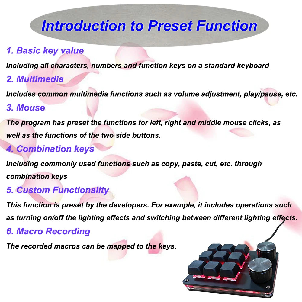 9-Key Multi-Functional Editing Keyboard, 6-Layer Macro Recording, Full-Key Customization, One-Step Operation for Control