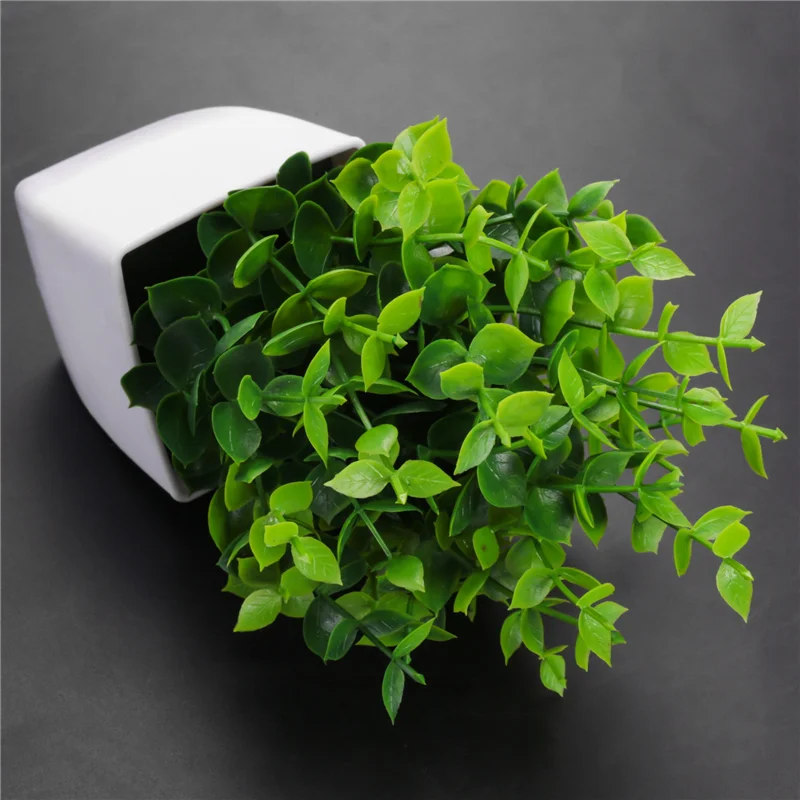 Emption!3 Pack Fake Plants In Pots Artificial Eucalyptus Plant Mini Potted Faux Plants Indoor Small Plastic Wheat Grass Shrubs