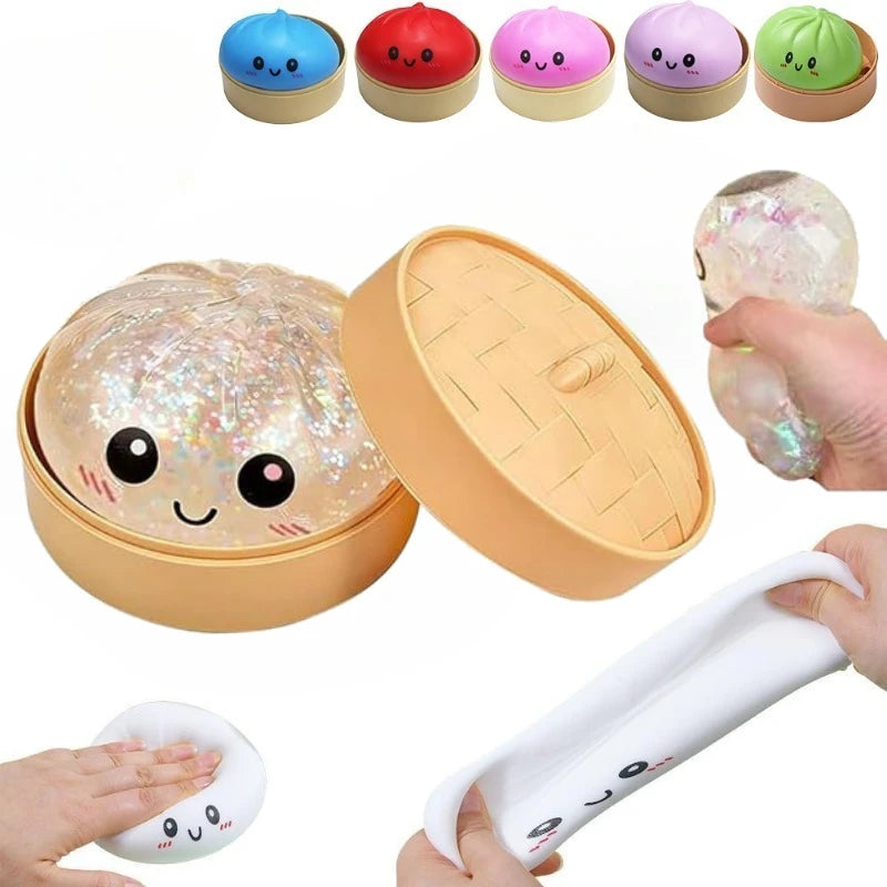 Dumpling Squishy for Adults, Slow Rising TPR Stress Reliever, Fidget Sensory Squeeze Toy for Office Desk, Unique Gift
