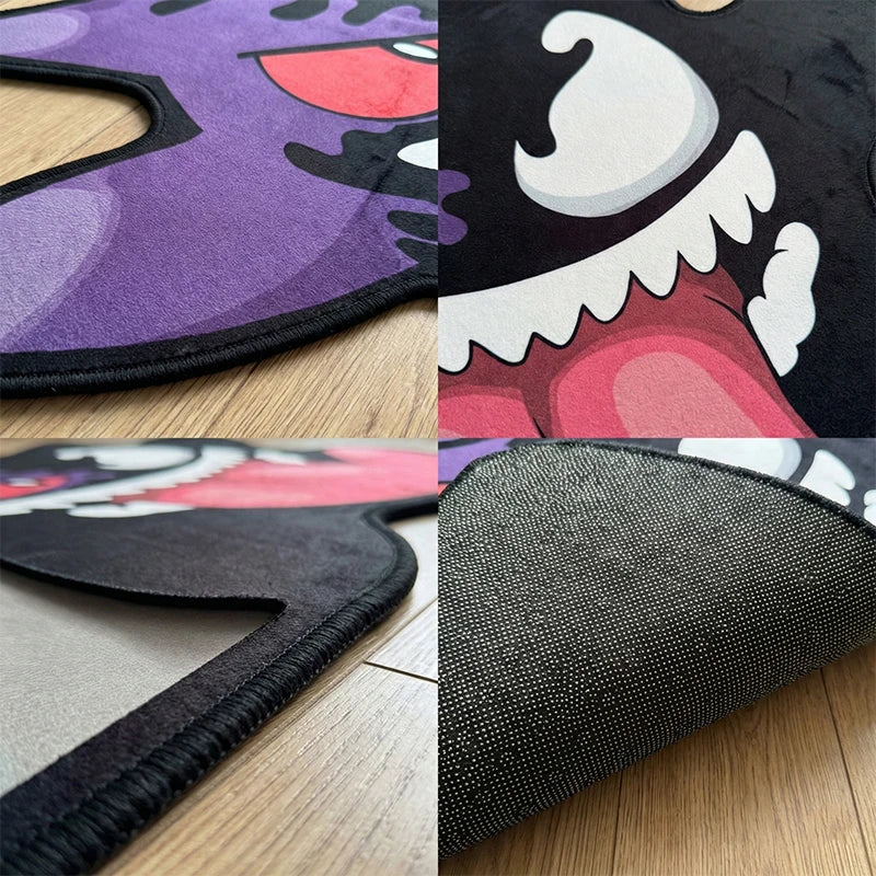 Pokemon Cool Gengar Rug Anime Irregular Shape Carpet Living Room Bedroom Decor Non-slip Mat Cool Cartoon Bedside Area Rugs