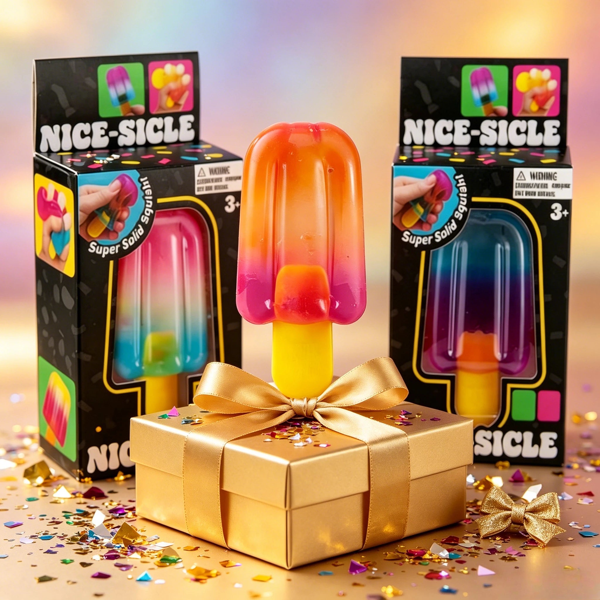 NeeDoh Nice Cream Cone Swirled Gradient Squish Squeeze Fidget Toy Non Toxic Stress Relief Sensory Decompression Novelty Gift