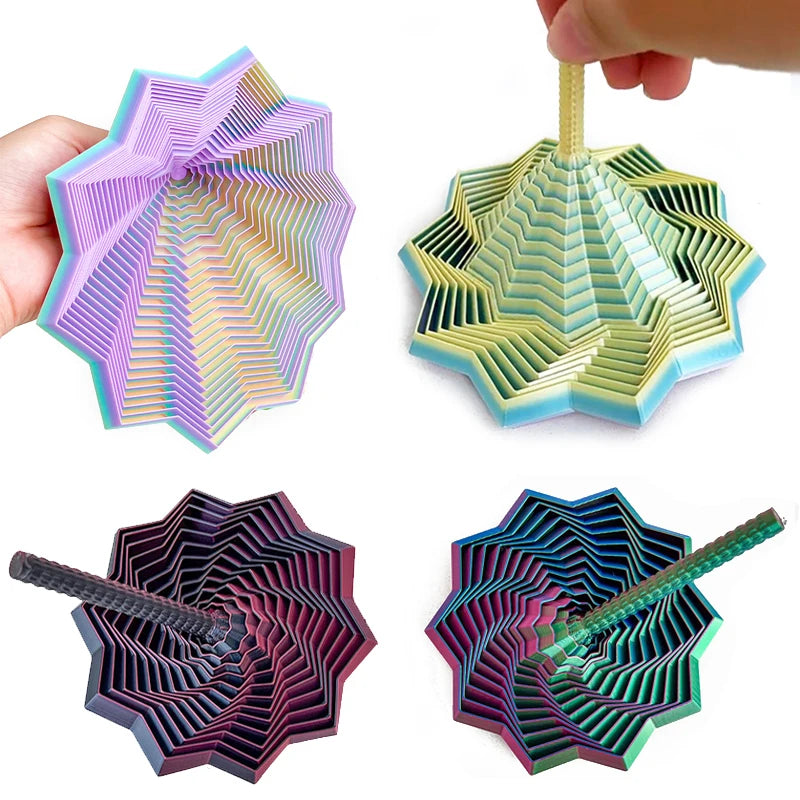 3D Printing Expanded Sensory Fidget Star Model Stress Relief Toys Visual Illusion Hexagon Whirling Spiral Toy for Decompression