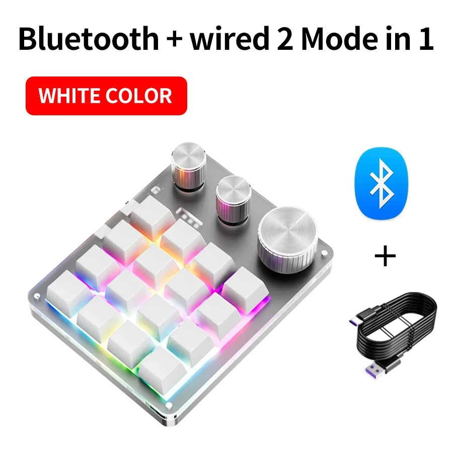 16-Key Custom Mechanical Keyboard 3 Knobs Including Volume Button Knob Control Programmable Macro  Gaming Compatible