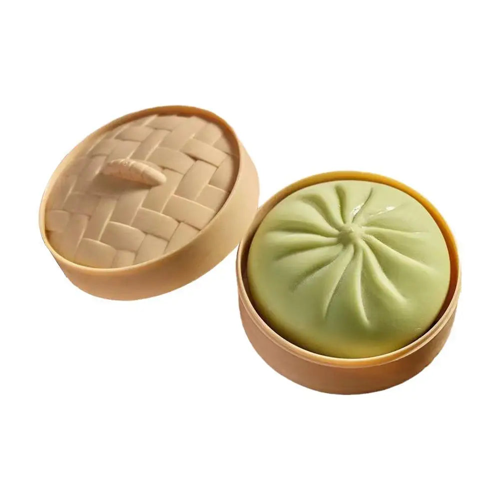 Dumpling Bun Squishy Toy With Matching Steamer Basket Colorful Slow Rebound Texture Ideal For Fidget Sensory Play Stress Relief