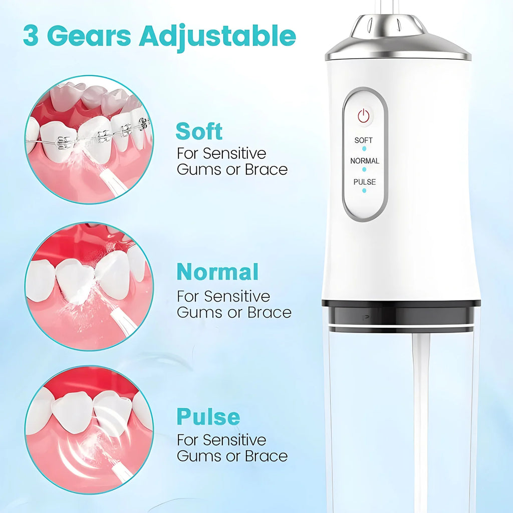 1PCS White/Green Handheld Water Floss USB Rechargeable Oral Irrigator Electric Tooth Cleaning Device 3 Modes Irrigator ﻿