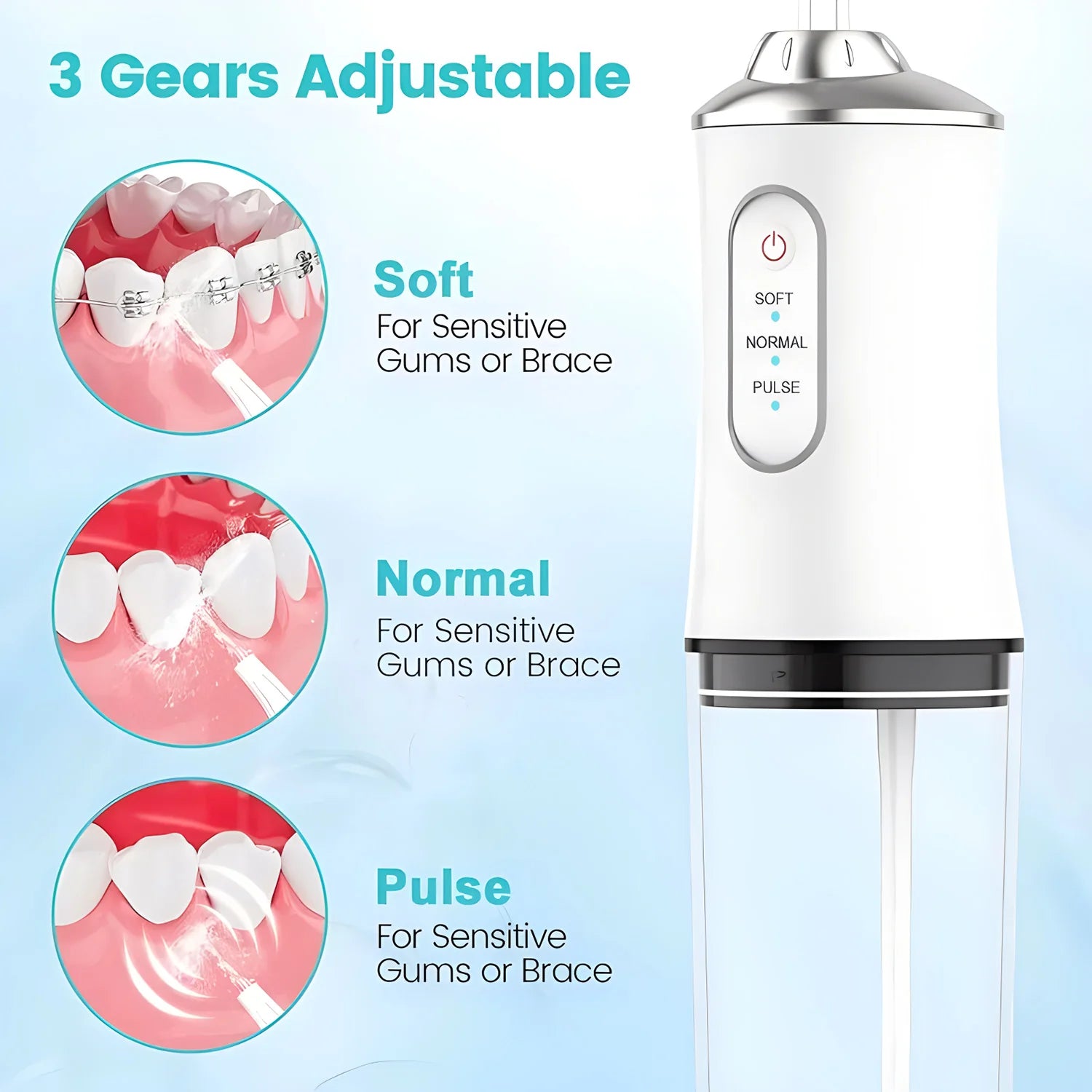 1PCS White/Green Handheld Water Floss USB Rechargeable Oral Irrigator Electric Tooth Cleaning Device 3 Modes Irrigator ﻿