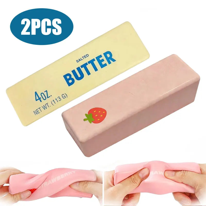 Elastic Butter Stick Strawberry Squishy Soft TPR Slow Rebound Squeeze Fidget Toy Stress Relief Office Pocket Ornament Party Gift