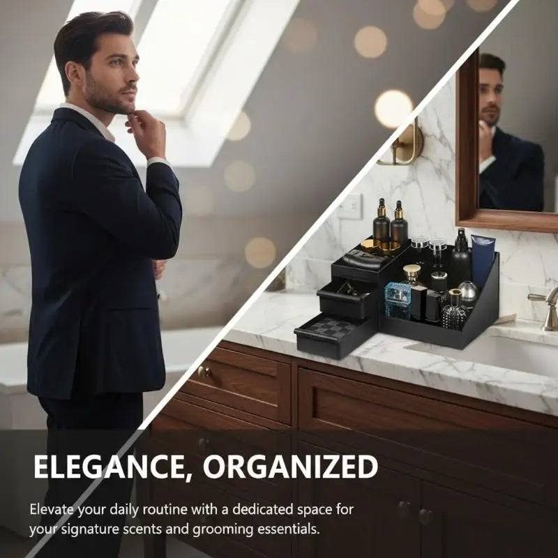 Cologne Organizer For Men, Cologne Holder For Dresser, Perfume Stand, Bathroom Countertop Organizer With Drawers