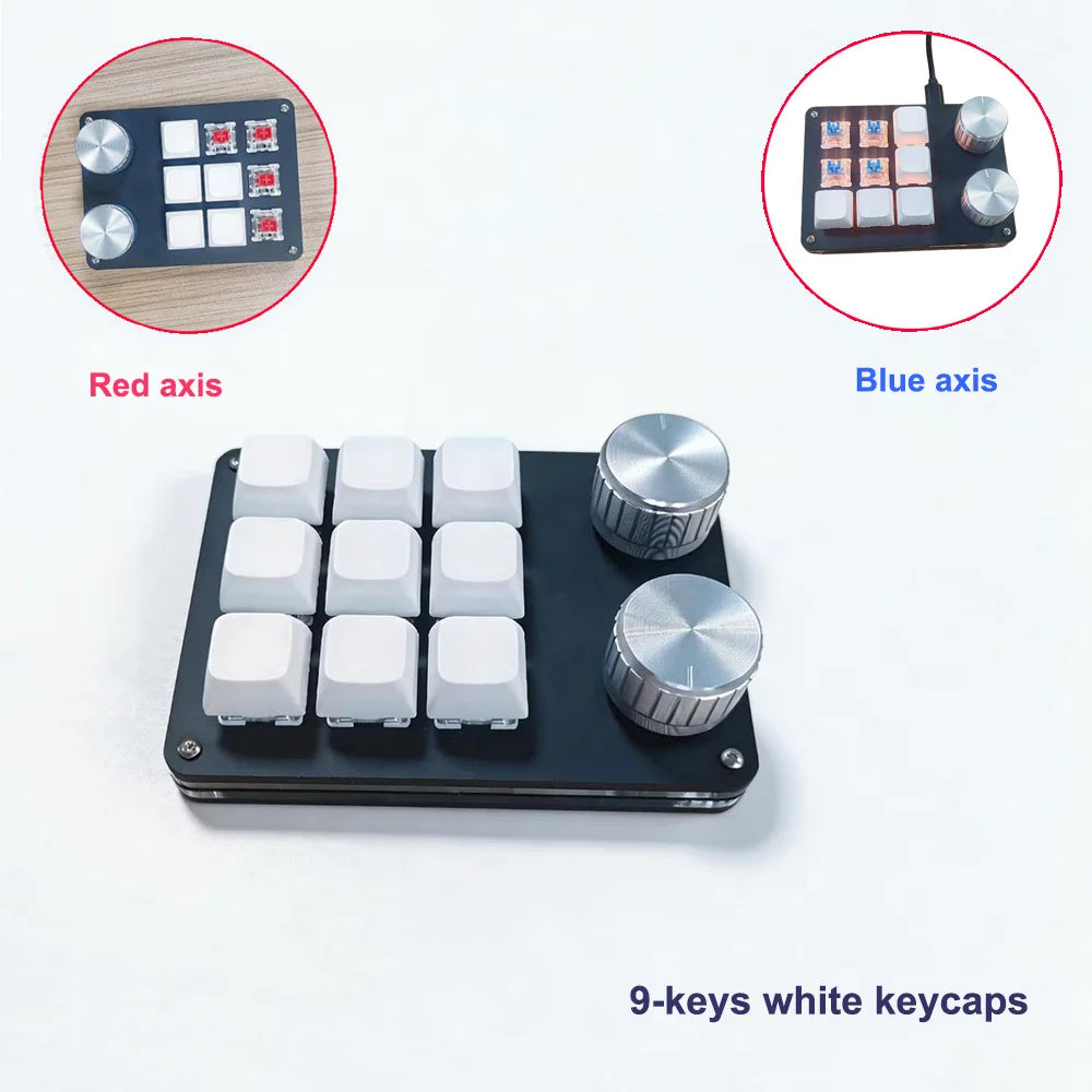 9-Key Multi-Functional Editing Keyboard, 6-Layer Macro Recording, Full-Key Customization, One-Step Operation for Control