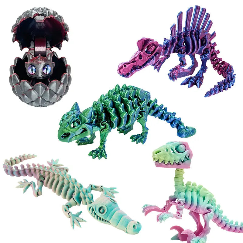 Realistic Articulated Dinosaur Toys - 3D Printed Movable Joint Animal Models, Cool Office Desk Decor for Kids Room Display