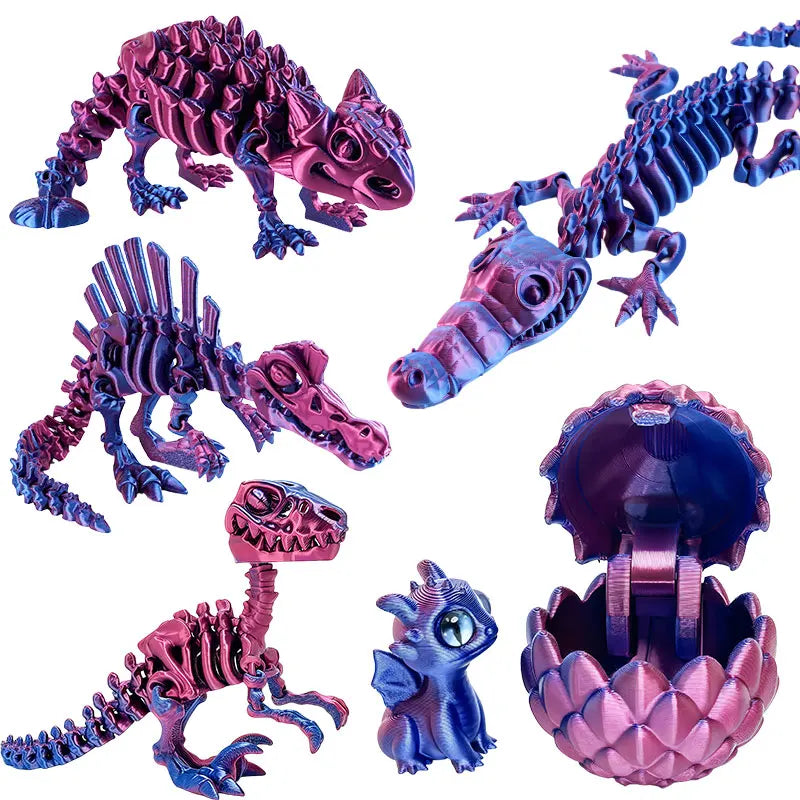 Realistic Articulated Dinosaur Toys - 3D Printed Movable Joint Animal Models, Cool Office Desk Decor for Kids Room Display