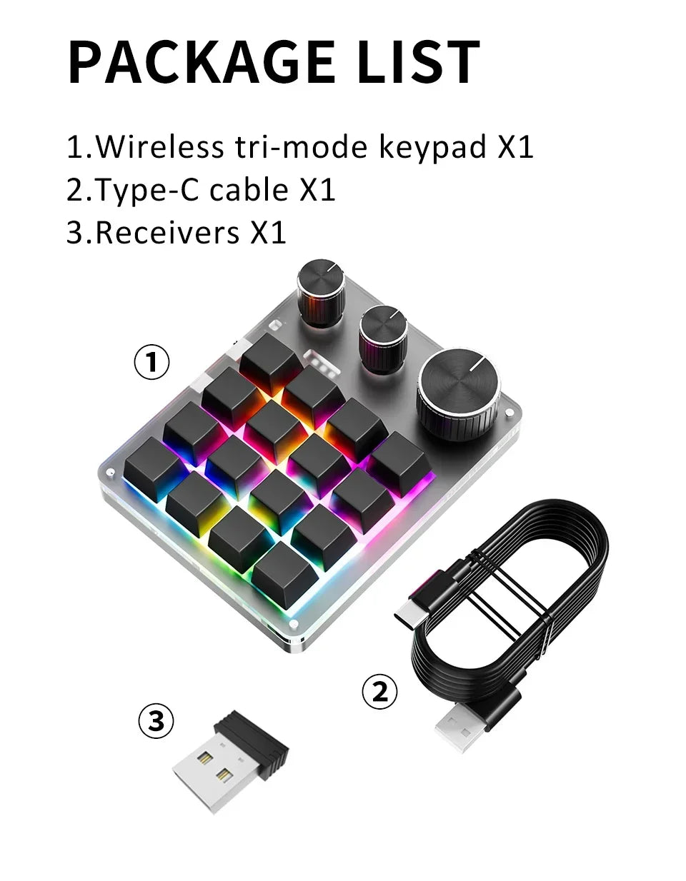 16-Key Custom Mechanical Keyboard 3 Knobs Including Volume Button Knob Control Programmable Macro  Gaming Compatible