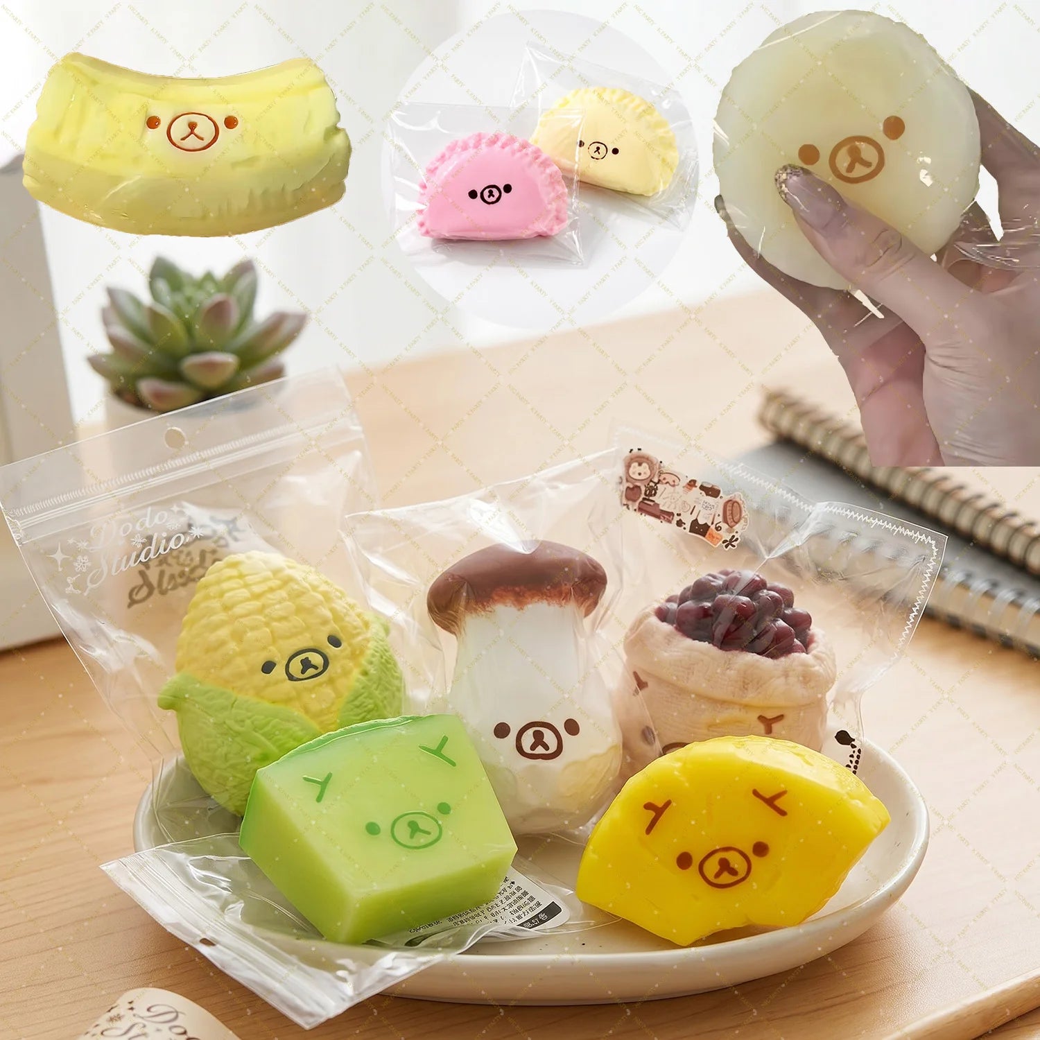 Dumpling Squishies Bear Shaped Squishy Toy Simelated Black Bean Squeeze Fidget Stress Relief Decompress Gift Cute Party Favors